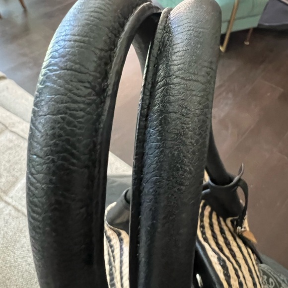 Vince Camuto Elegant Black and Tan Striped Tote Bag, natural straw - Picture 14 of 16